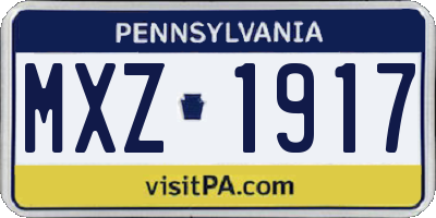 PA license plate MXZ1917