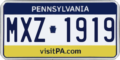 PA license plate MXZ1919