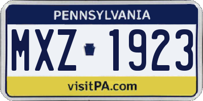 PA license plate MXZ1923