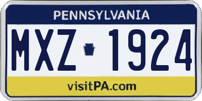 PA license plate MXZ1924