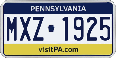 PA license plate MXZ1925