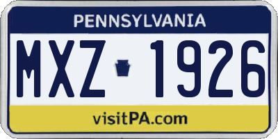 PA license plate MXZ1926