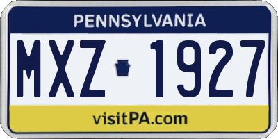 PA license plate MXZ1927