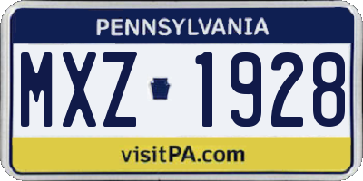 PA license plate MXZ1928