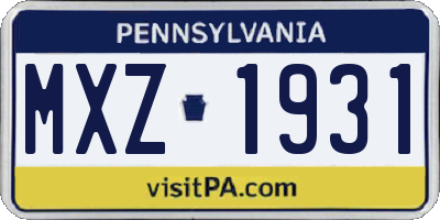 PA license plate MXZ1931