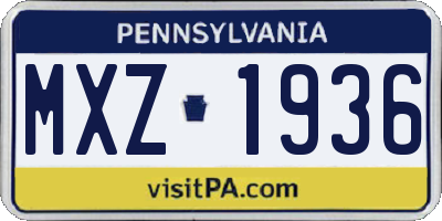 PA license plate MXZ1936