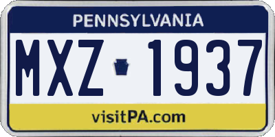 PA license plate MXZ1937