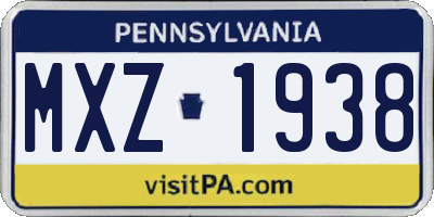 PA license plate MXZ1938