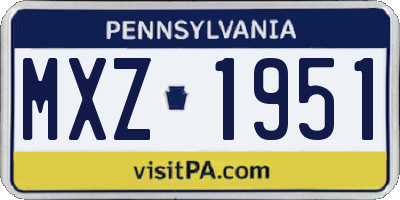 PA license plate MXZ1951