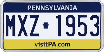 PA license plate MXZ1953