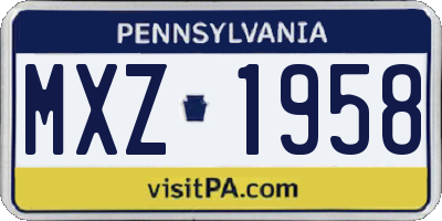 PA license plate MXZ1958
