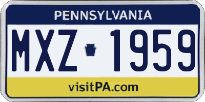 PA license plate MXZ1959