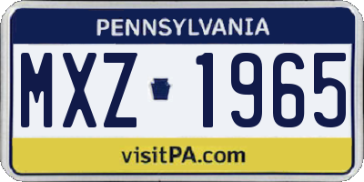 PA license plate MXZ1965