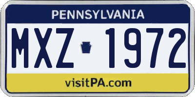 PA license plate MXZ1972
