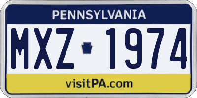 PA license plate MXZ1974