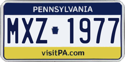 PA license plate MXZ1977