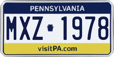 PA license plate MXZ1978