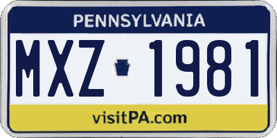 PA license plate MXZ1981