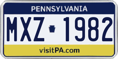 PA license plate MXZ1982