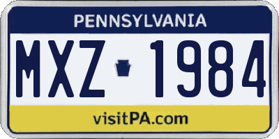 PA license plate MXZ1984