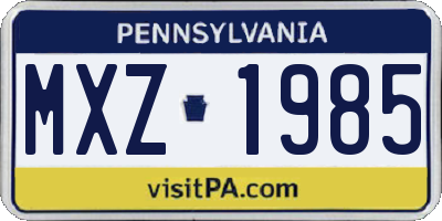 PA license plate MXZ1985