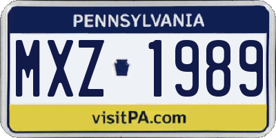 PA license plate MXZ1989