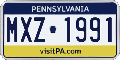 PA license plate MXZ1991