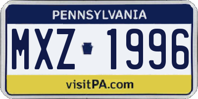 PA license plate MXZ1996