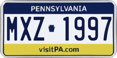 PA license plate MXZ1997