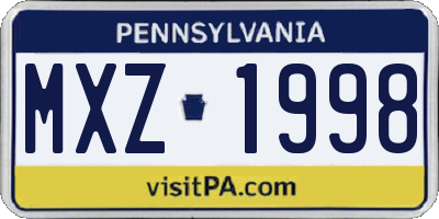 PA license plate MXZ1998