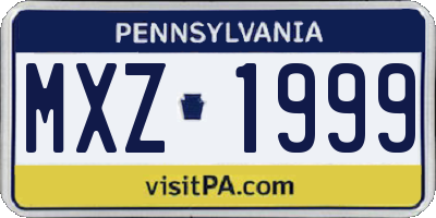 PA license plate MXZ1999