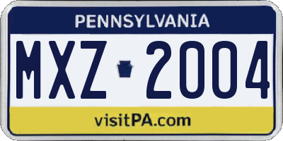 PA license plate MXZ2004