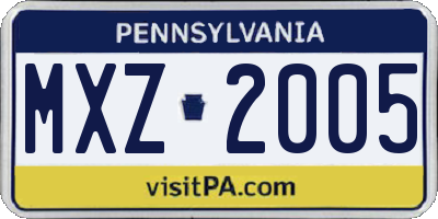PA license plate MXZ2005