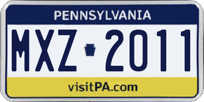 PA license plate MXZ2011
