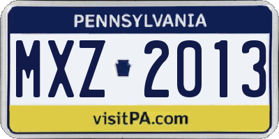 PA license plate MXZ2013