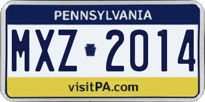 PA license plate MXZ2014