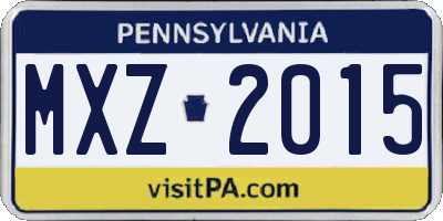 PA license plate MXZ2015