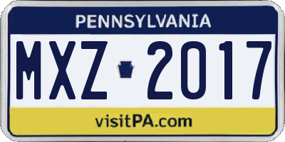 PA license plate MXZ2017