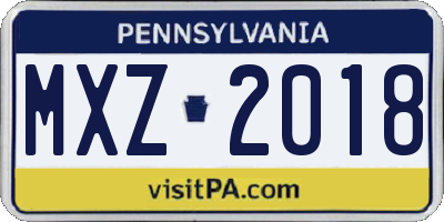 PA license plate MXZ2018