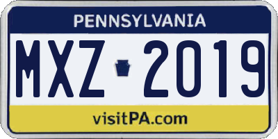 PA license plate MXZ2019
