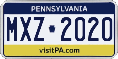 PA license plate MXZ2020