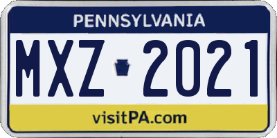 PA license plate MXZ2021