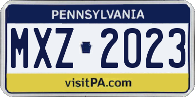 PA license plate MXZ2023