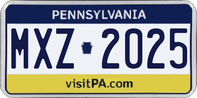 PA license plate MXZ2025
