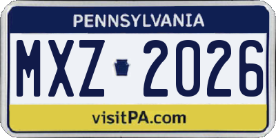PA license plate MXZ2026