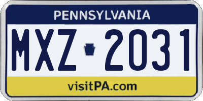 PA license plate MXZ2031