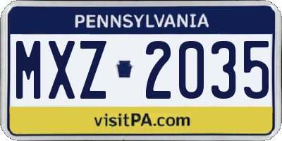 PA license plate MXZ2035