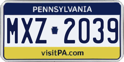 PA license plate MXZ2039