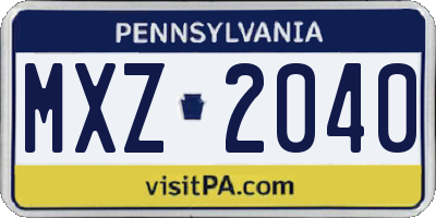 PA license plate MXZ2040