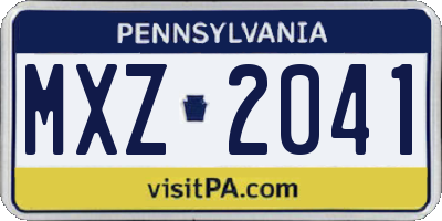 PA license plate MXZ2041